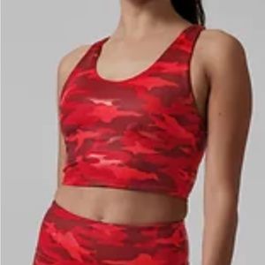 Athleta Sports Bra Red Camo Crop Top Size M NWT